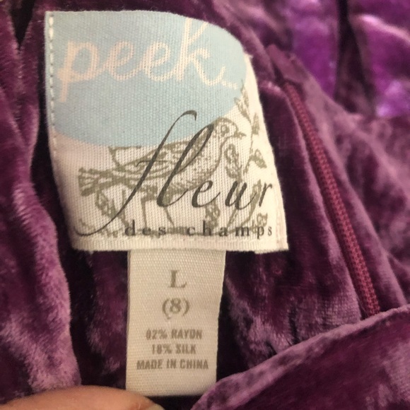 Peek Fleur Des Champs Floral Dress Size Large 10 purple velvet - Picture 4 of 9